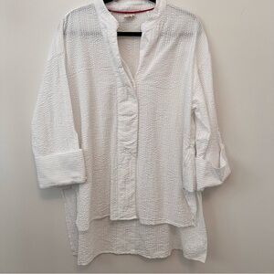 Nicobar Women’s White Textured Button Down Shirt Cotton One Size